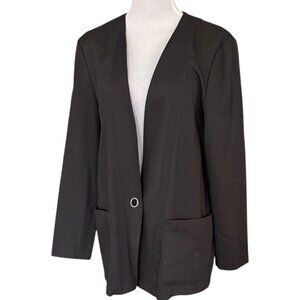 Norton McNaughton Petites Vtg 90s 1 button black blazer w large pockets 10P
